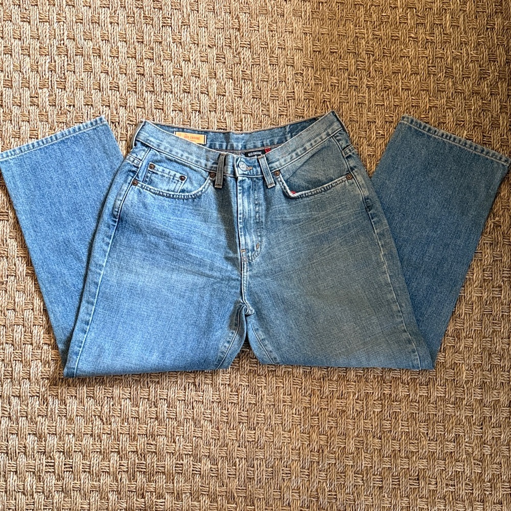 Red Engine Relaxed Cropped Classic Blue Denim Jeans